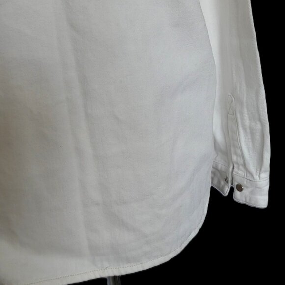 Mavi Gold Women's Long White Denim Shacket Jacket USA Size L - Picture 8 of 11